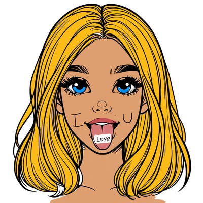 realistic girl with her tongue out