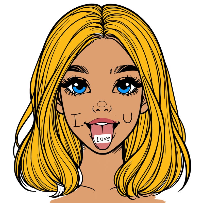 realistic girl with her tongue out