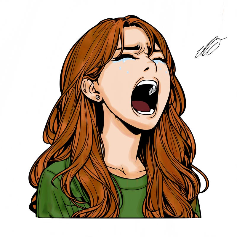 screaming realistic, girl