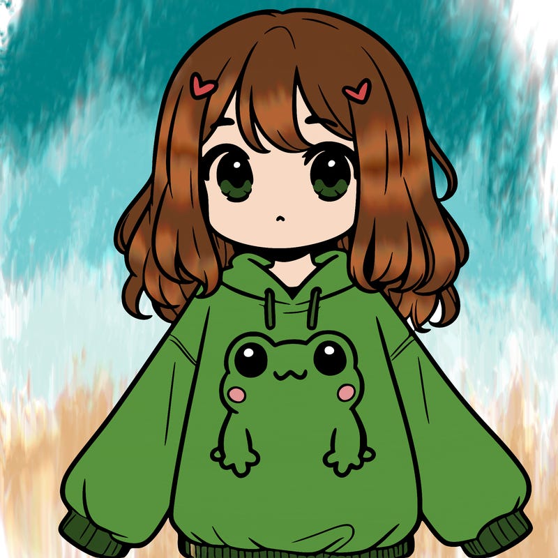 girl wearing frogging sweatshirt