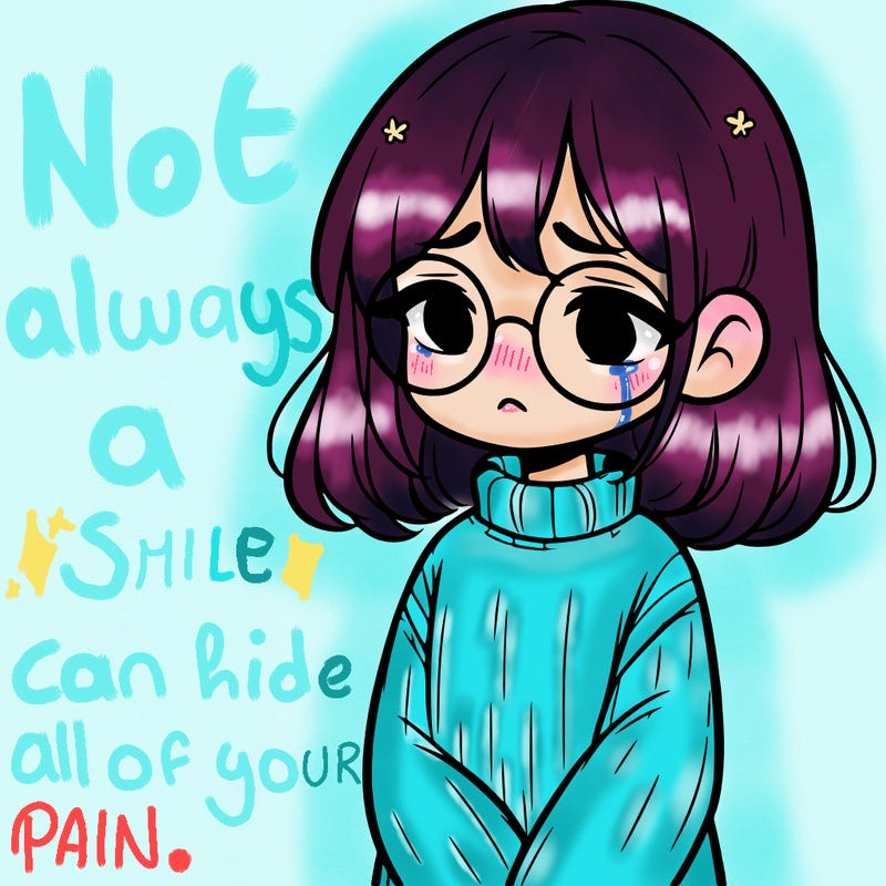 sad girl with glasses in a sweater