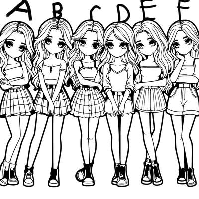 a group of girls realistic