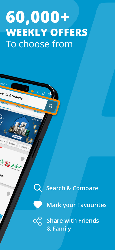 ClicFlyer: Weekly Flyer & Deal - ClicFlyer app screen displaying 60,000 plus weekly offers and search and compare features
