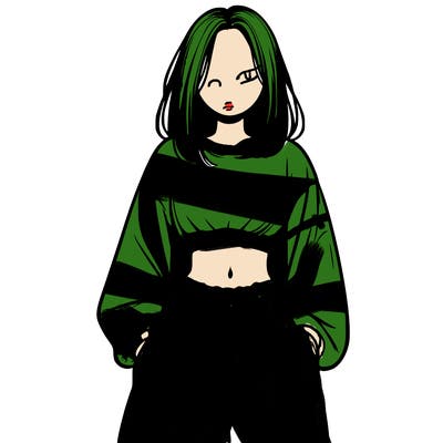 realistic girl faceless with baggy pants and a crop top