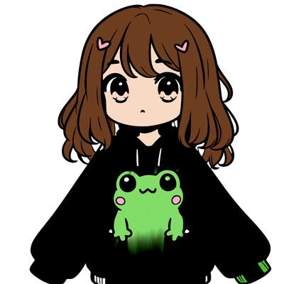 girl wearing frogging sweatshirt