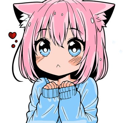 shy anime catgirl
