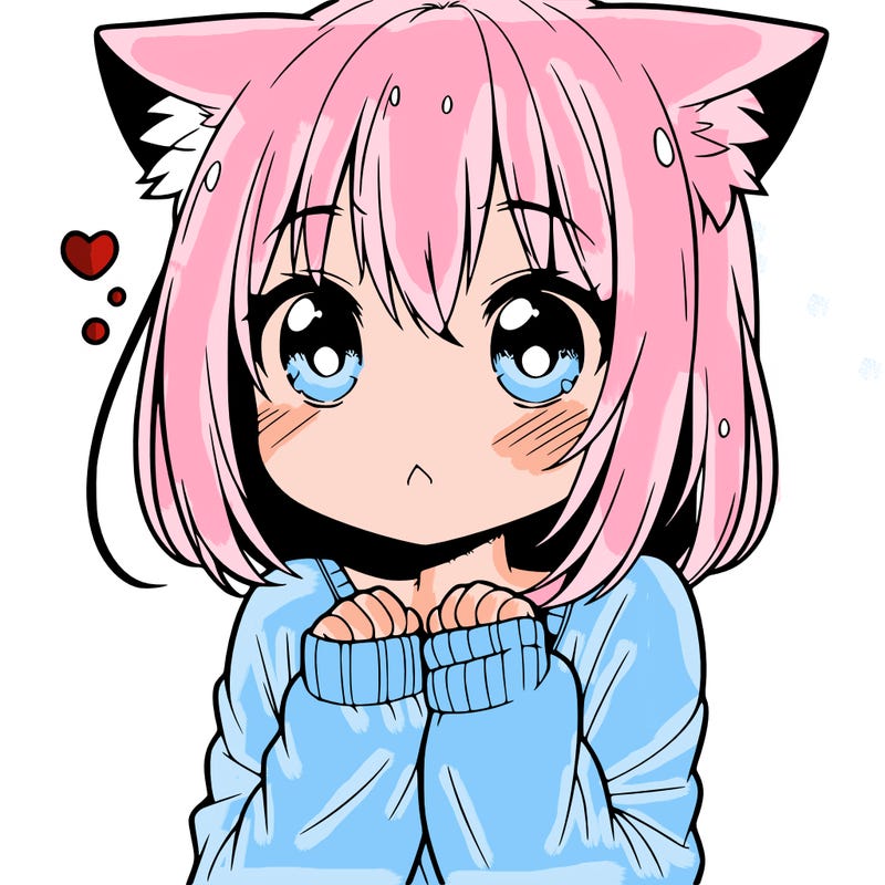 shy anime catgirl