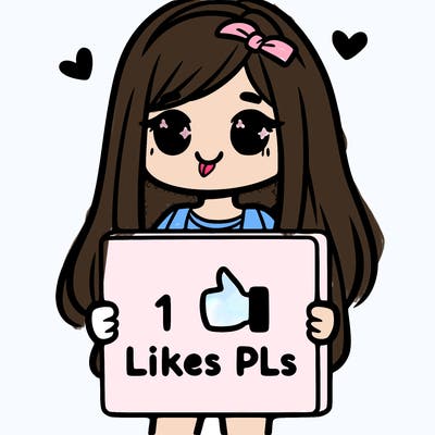 girl holding a sign saying 10 likes pls