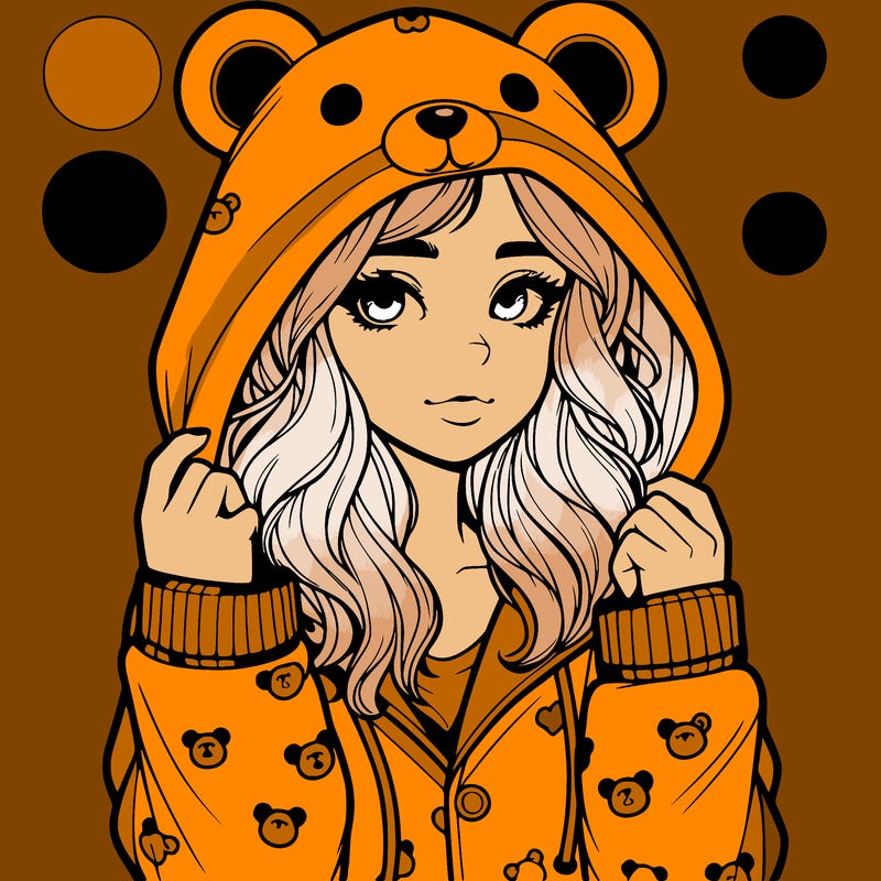 realistic girl in a animal pjs hoodie