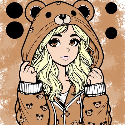 realistic girl in a animal pjs hoodie