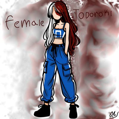 girl in baggy pants crop top and long hair