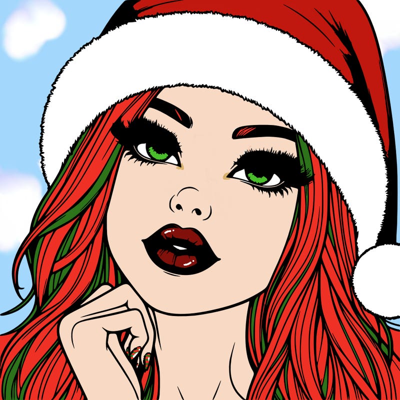 realistic christmas girl with lips