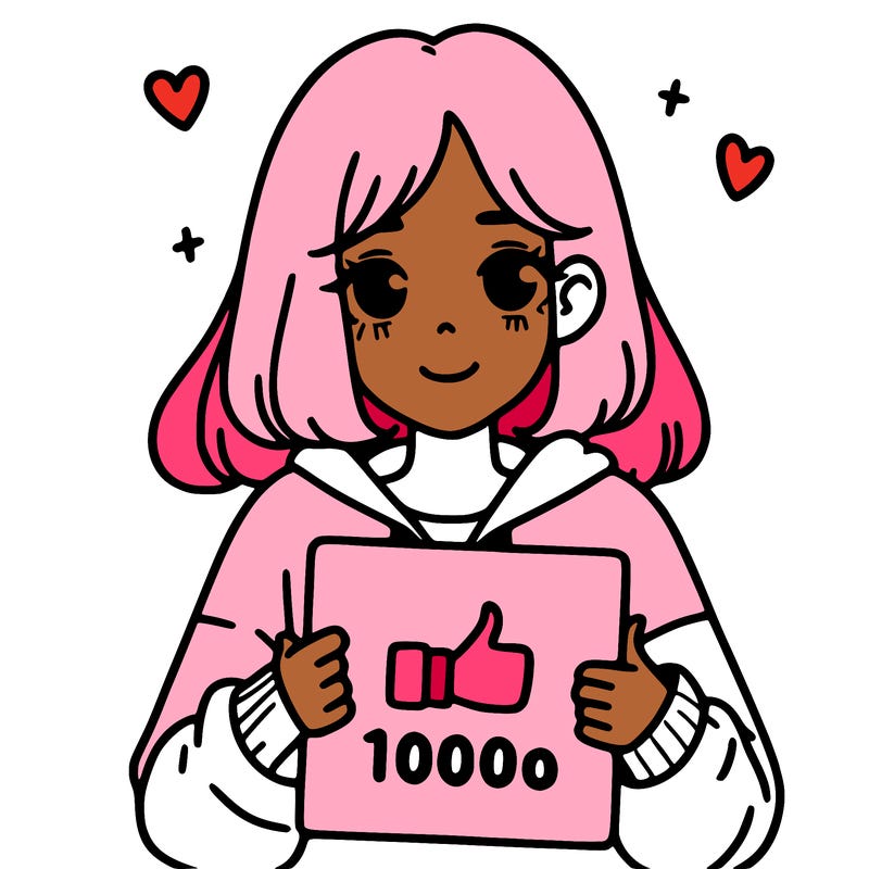 a girl with a sign saying 1000 likes
