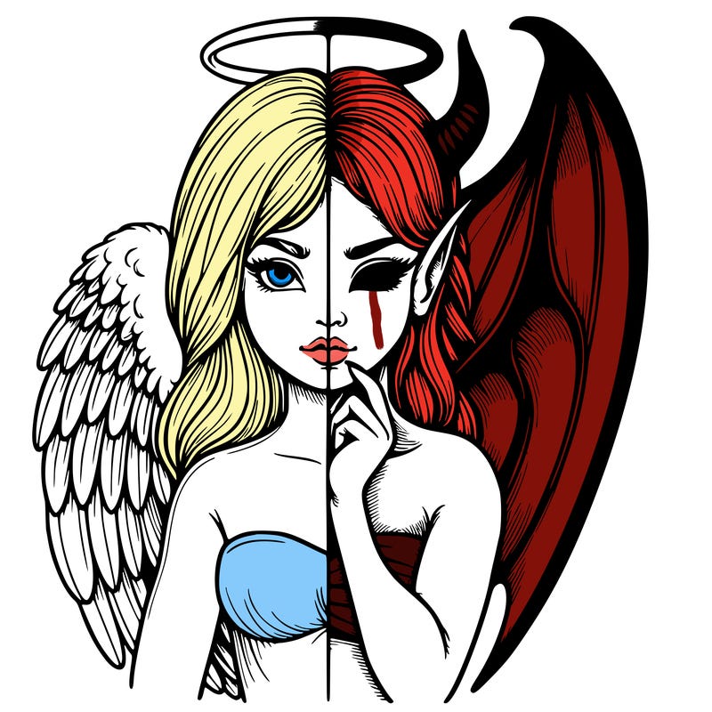 realistic angel half demon