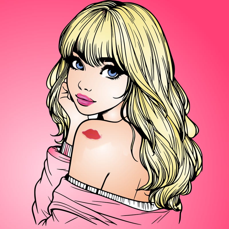 realistic girl with bangs looking over her shoulder