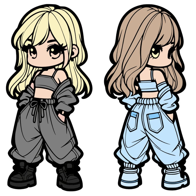 girl in crop top and baggy pants