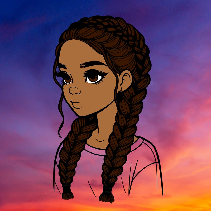 realistic girl with braids