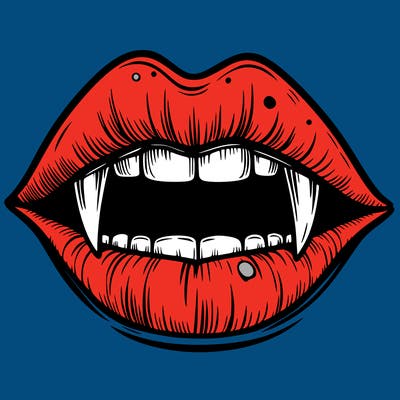 lips with vampire teeth