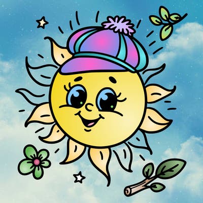a sun with a cap in spring