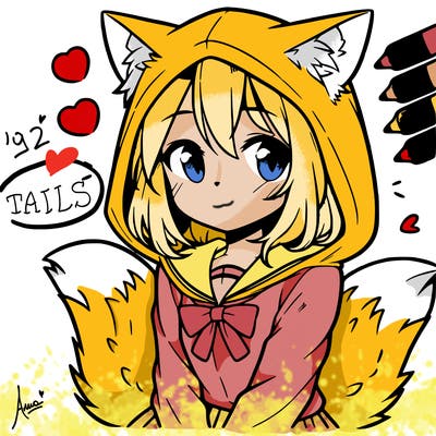 manga cat girl in hoodie