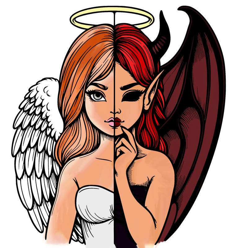 realistic angel half demon