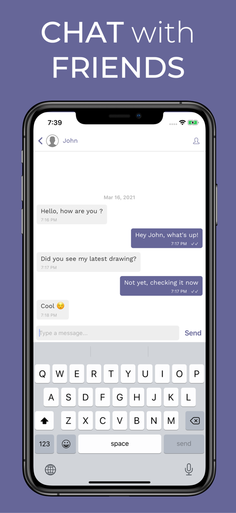 GOGH: Animated Drawings - Chat interface in the GOGH app showing a conversation between young artists