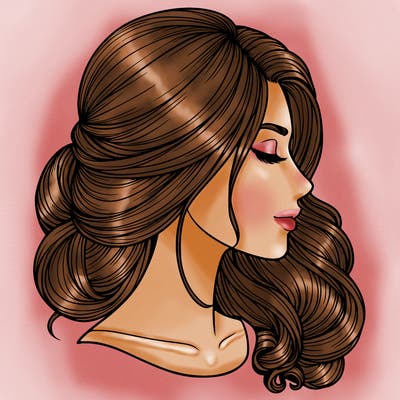 realistic woman's head & hair