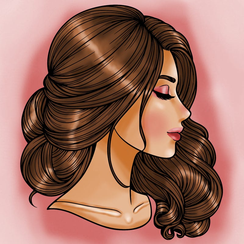 realistic woman's head & hair