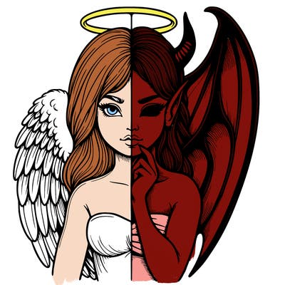 realistic angel half demon