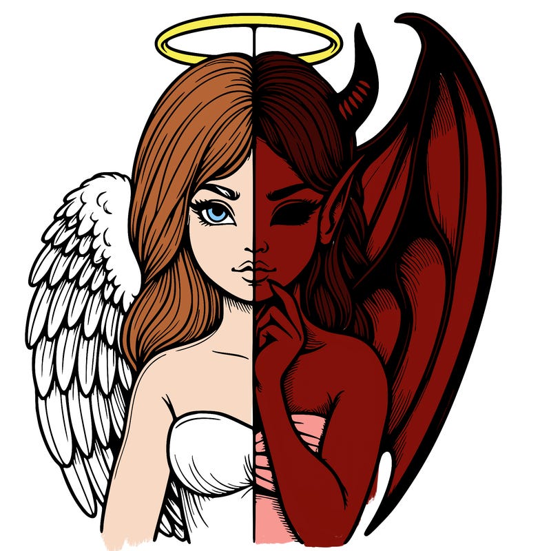 realistic angel half demon