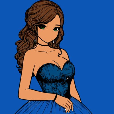realistic girl in prom dress