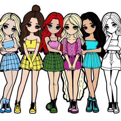 a group of girls realistic