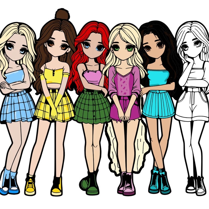 a group of girls realistic