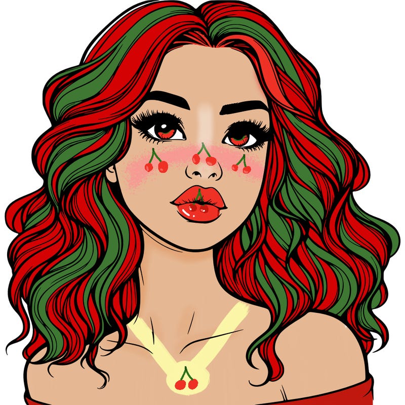 realistic girl with wavy hair and lips