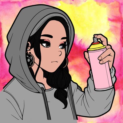 a realistic girl, spray painting