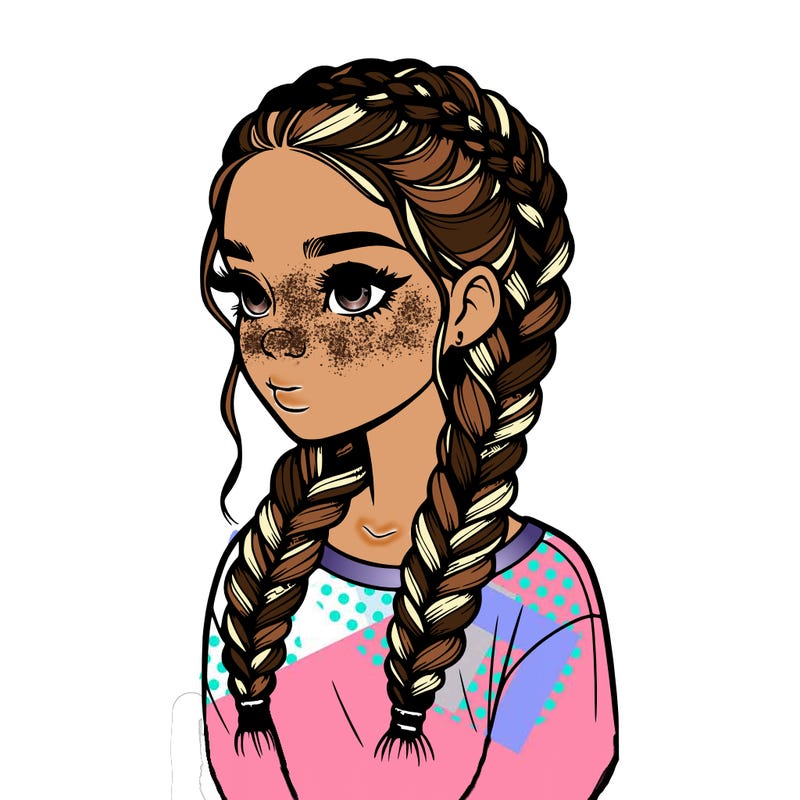 realistic girl with braids