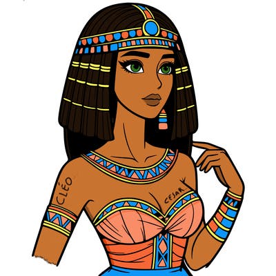 realistic woman wearing a cleopatra costume