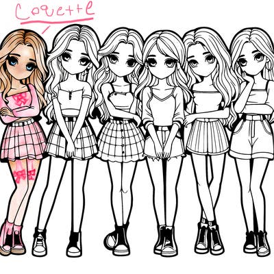 a group of girls realistic