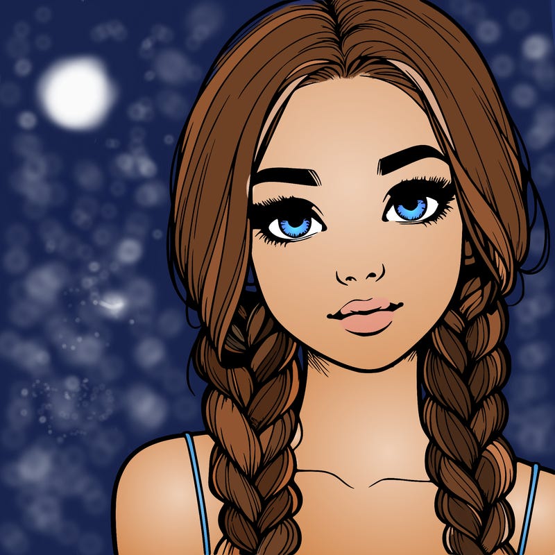 realistic girl with braids