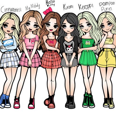 a group of girls realistic