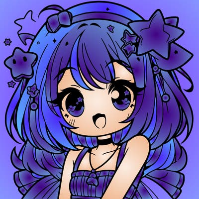 cute anime girl with star accessories