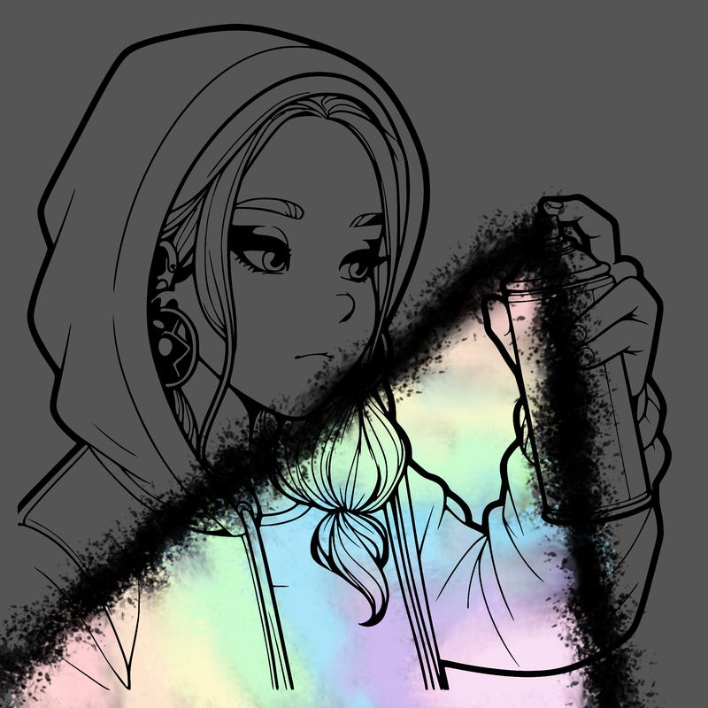 a realistic girl, spray painting