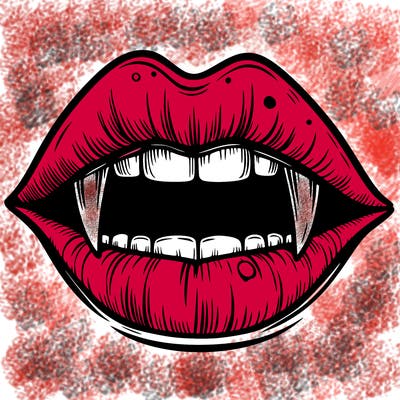lips with vampire teeth