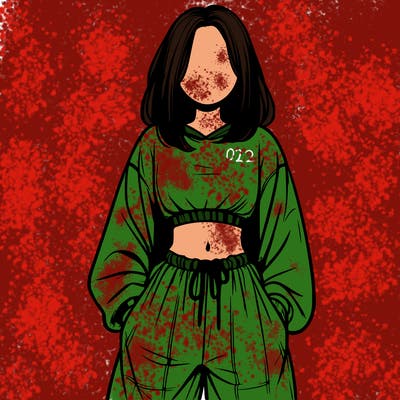 realistic girl faceless with baggy pants and a crop top