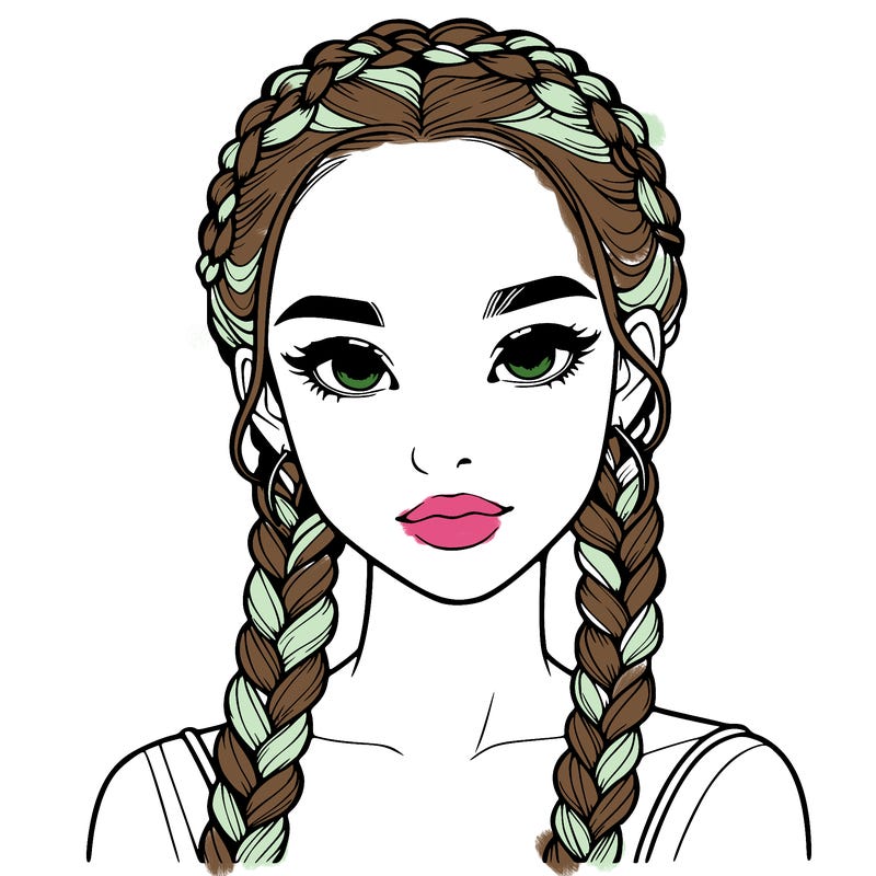 realistic girl with braids