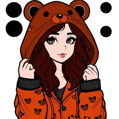 realistic girl in a animal pjs hoodie