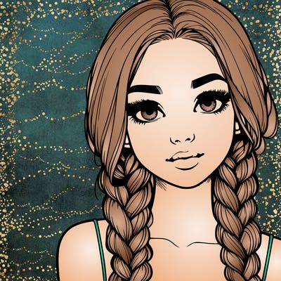 realistic girl with braids