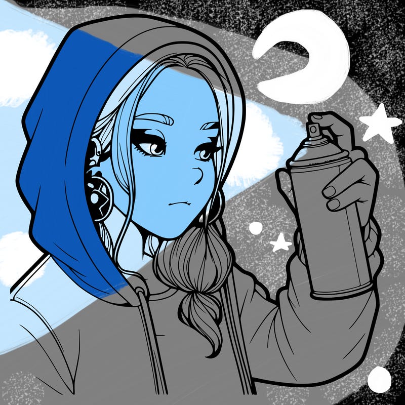 a realistic girl, spray painting