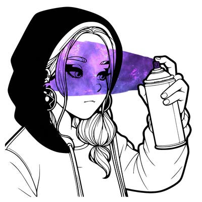 a realistic girl, spray painting