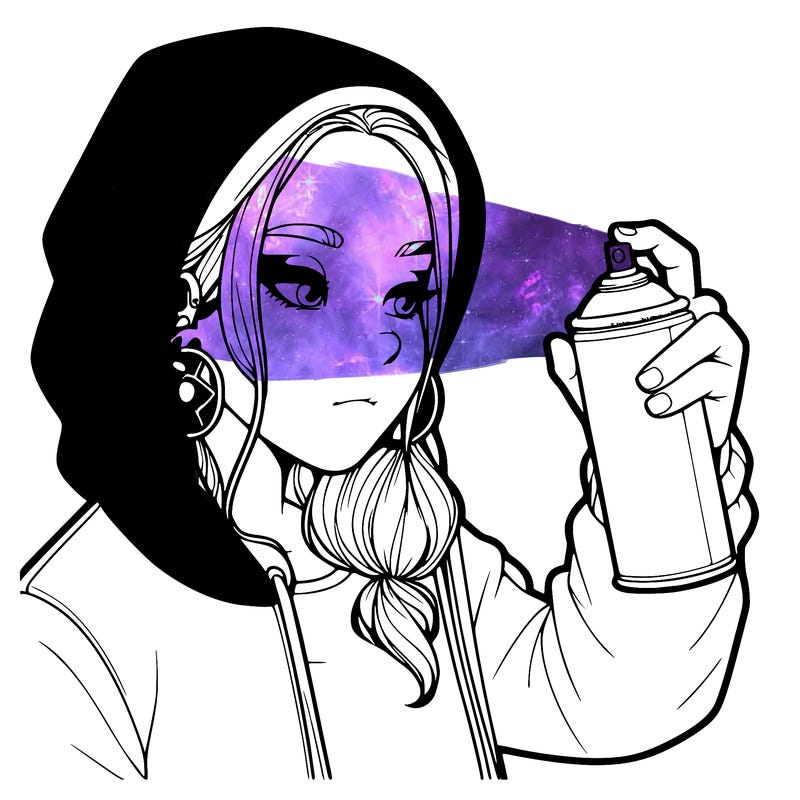 a realistic girl, spray painting